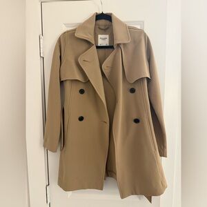 Abercrombie & Fitch Camel Double-Breasted Trench Coat
